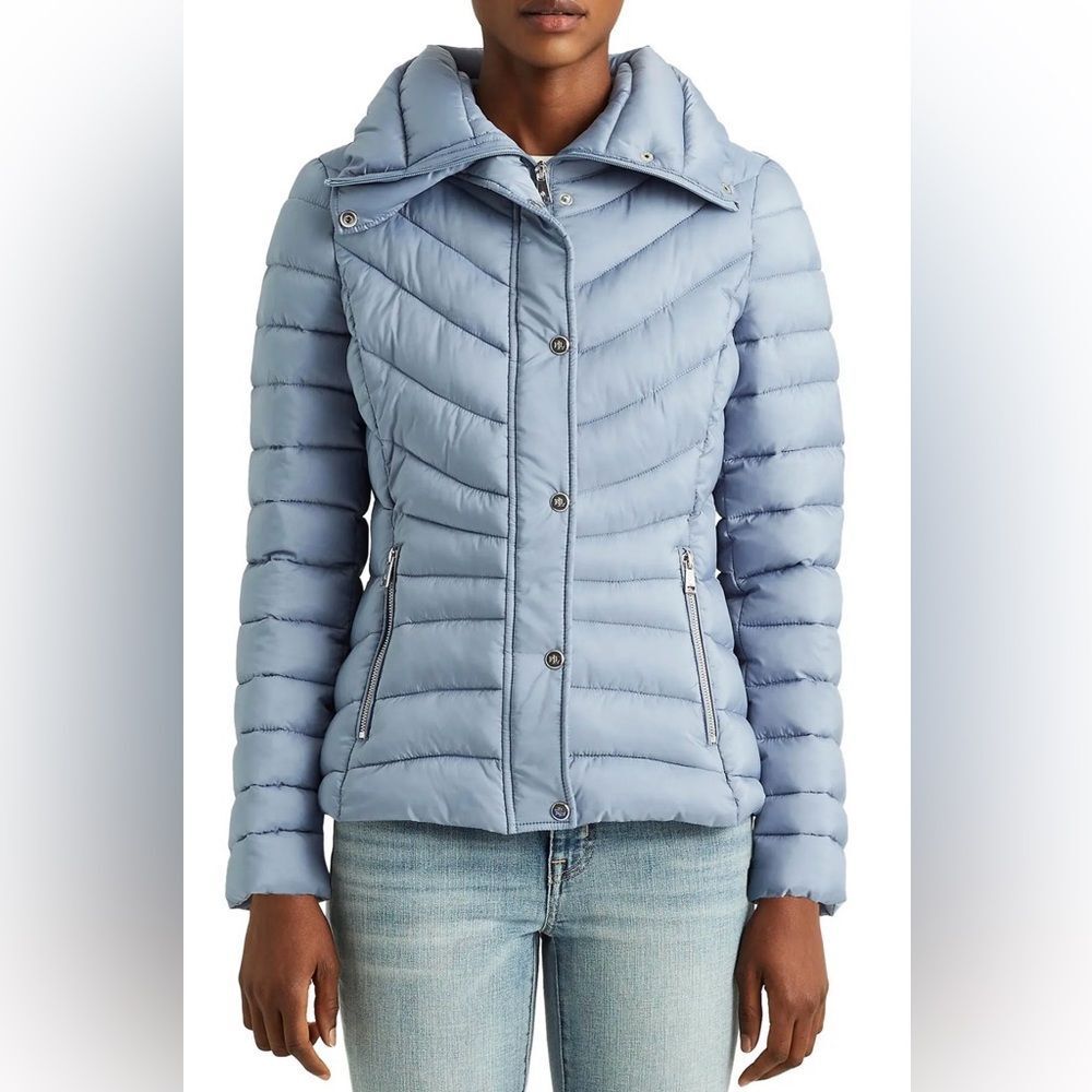 RALPH LAUREN Packable Puffer Jacket - Dusty Blue